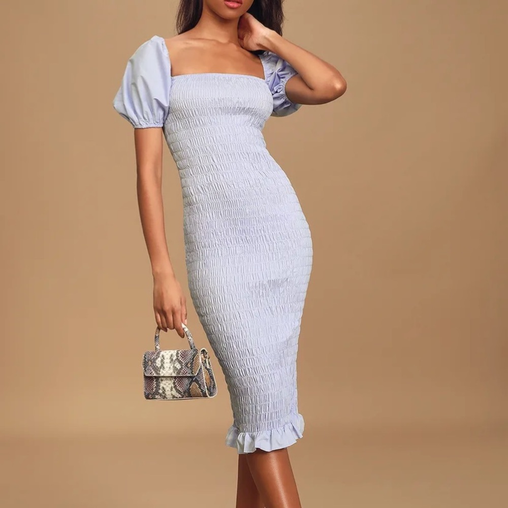 Smocked Bodycon Midi Dress